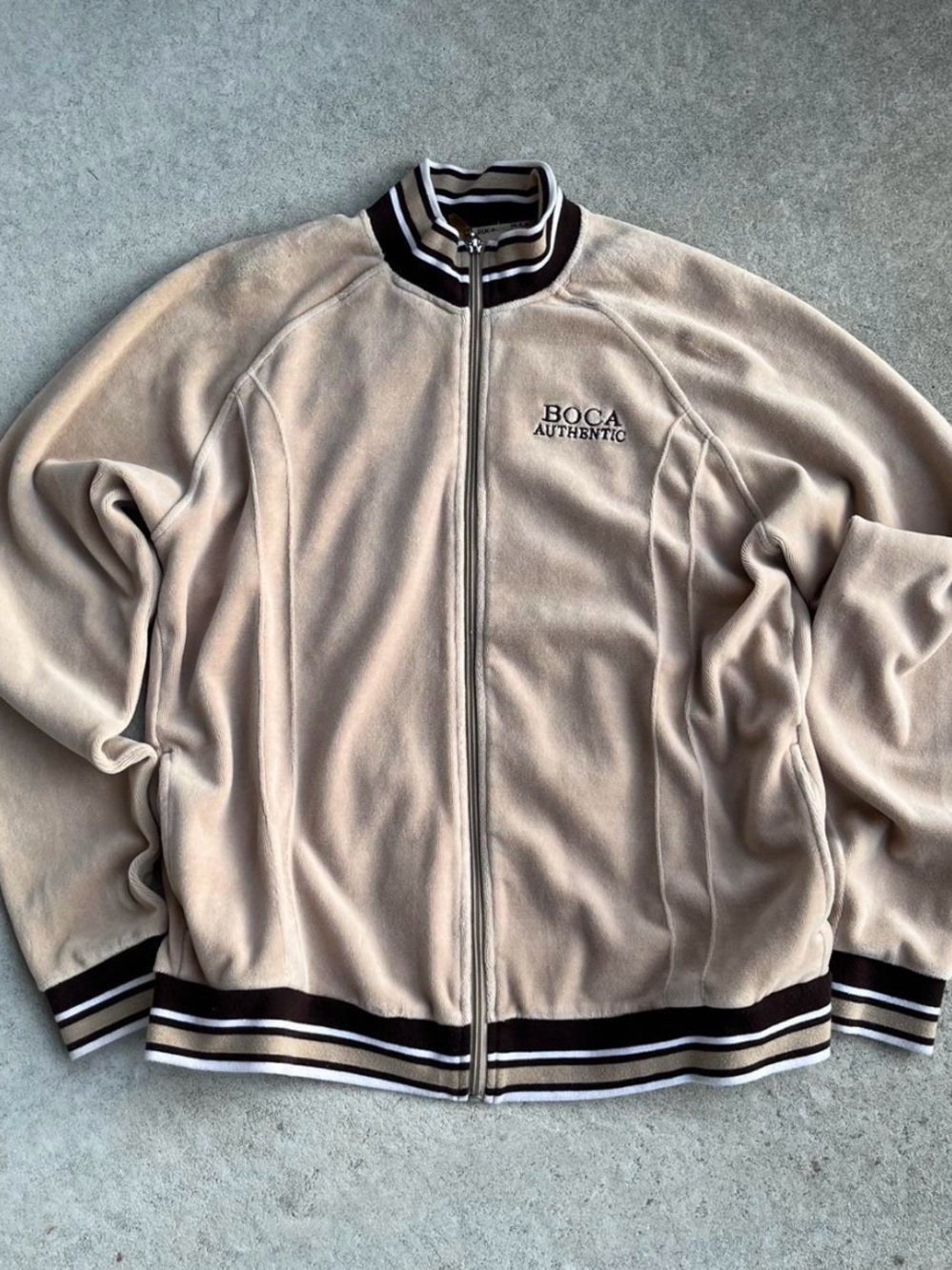 Boca Authentic Women's Beige Full-Zip Track Jacket